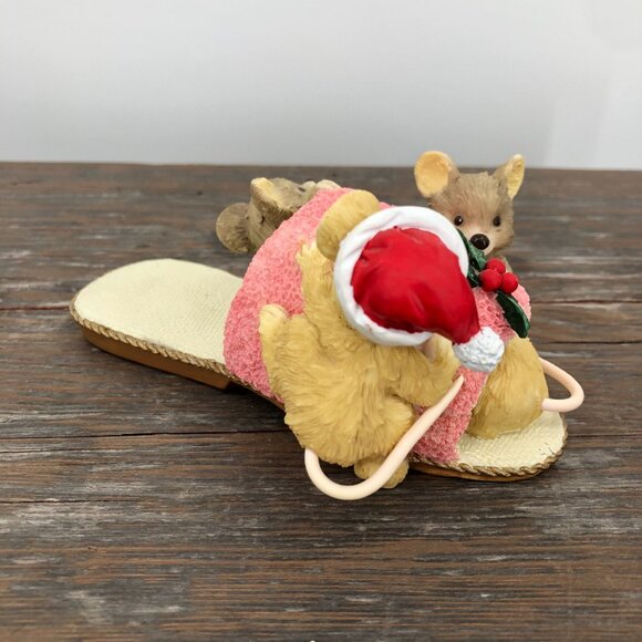 1995 Roman Inc Mice In A Slipper Figurine Holiday Christmas Unique Holly Vintage - Picture 3 of 8